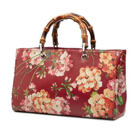 GUCCI Red Leather Bamboo Shoulder Bag - Picture 2 of 6